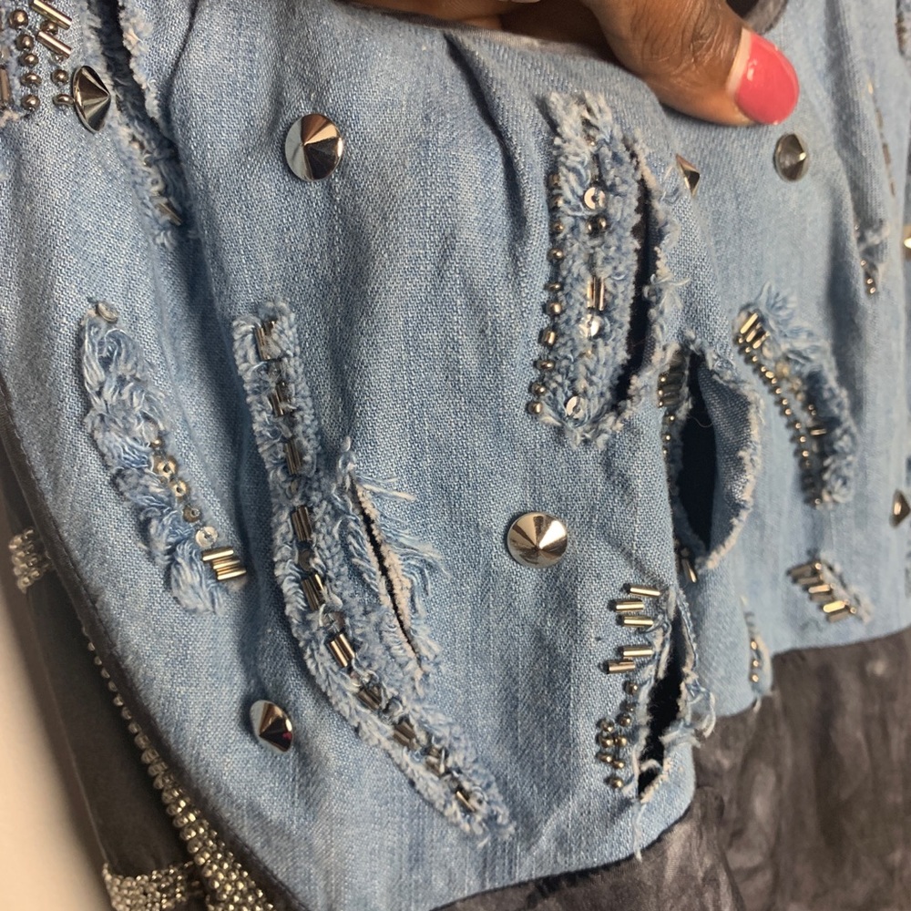 Sachin & Babi Blue Embellished Dress Sz 4 - Picture 3 of 7